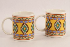 Lot of 2 Vintage Studio Nova Aztec Ceramic Coffee Mugs Southwestern Style