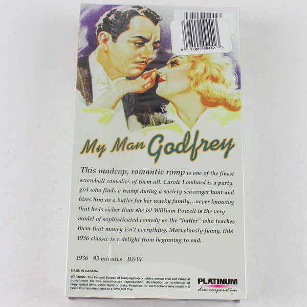 My Man Godfrey VHS 2000 William Powell Carole Lombard Black and White