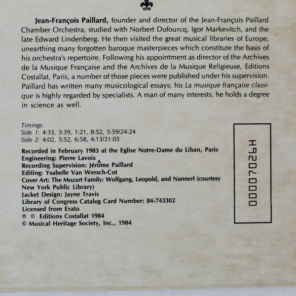 Leopold Mozart Toy Symphony Concerto in D Wolfgang Musical Joke Paillard 1983 LP