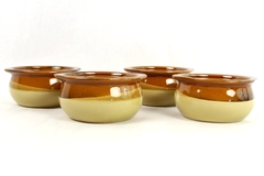 Lot of 4 Choice Two-Toned Brown Crock Chowder Bowls Kitchen Decor