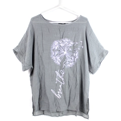 Just Fashion Now Gray Shirt Top Women's Size L Short Sleeve with Tag