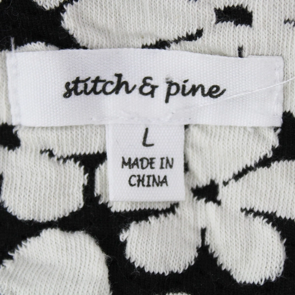 Stitch & Pine Women's Black White Flower Top Adjustable Straps Open Back Sz L