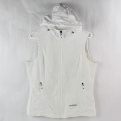 Eddie Bauer White Full-zip Hooded Windbreaker Vest Women's Size Small