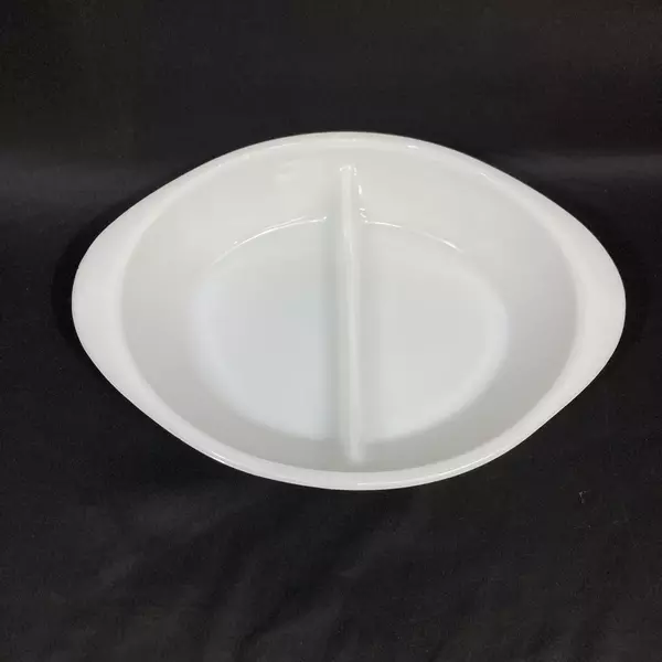 Lot of 2 White Glasbake Divided Casserole Dishes J2352