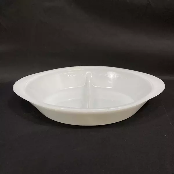 Lot of 2 White Glasbake Divided Casserole Dishes J2352
