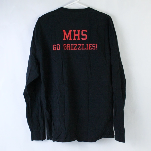 Port and Company MHS Go Grizzlies T Tee Shirt Men's Size 2XL Black Long Sleeves