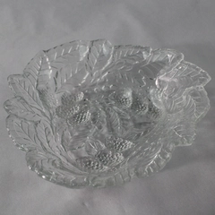 Vintage Indiana Glass Clear Candy Dish Bowl Loganberry Raised Berries And Leaves