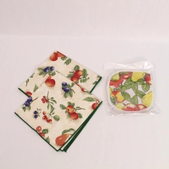 Lot of 4 Fruit Kitchen Linens Pot Holders Hot Pads Napkins Green Woven