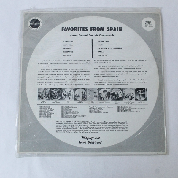 Nestor Amaral And His Continentals Favorites From Spain Vinyl LP Record