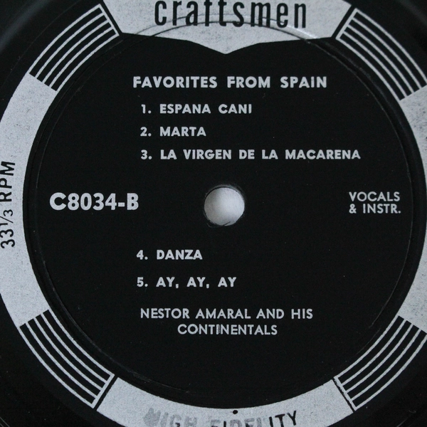 Nestor Amaral And His Continentals Favorites From Spain Vinyl LP Record