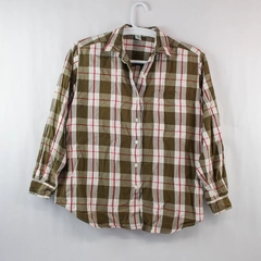 Izod Shirt Top Blouse Women's Size 12 Green White Red Long Sleeves Plaid