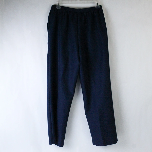 Alfred Dunner Navy Blue Slacks Pants Women's Size 12 Elastic Waist Pockets