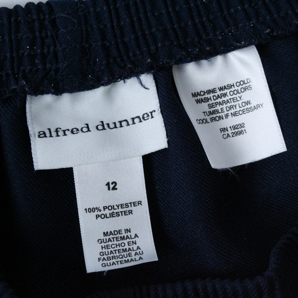 Alfred Dunner Navy Blue Slacks Pants Women's Size 12 Elastic Waist Pockets