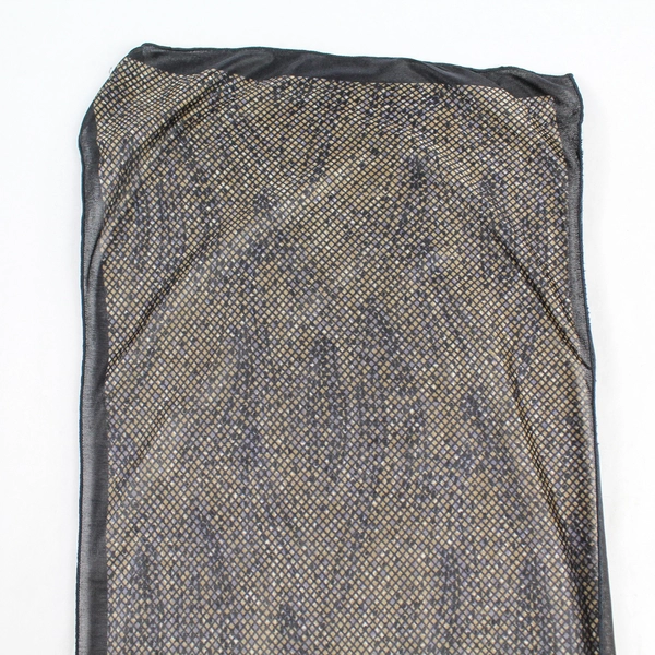 Vintage Black Beige Gray Silk Scarf Geometric Pattern 55" Long Good Condition