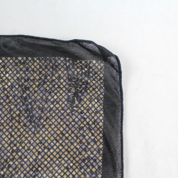 Vintage Black Beige Gray Silk Scarf Geometric Pattern 55" Long Good Condition