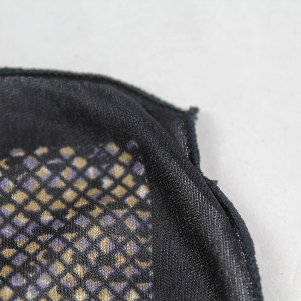 Vintage Black Beige Gray Silk Scarf Geometric Pattern 55" Long Good Condition