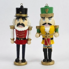 Lot of 2 Painted Wooden Nutcracker Christmas Tree Ornaments