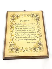 1973 Harriet B McCormick Grandfathers Poem Plaque Wood Frame Decor