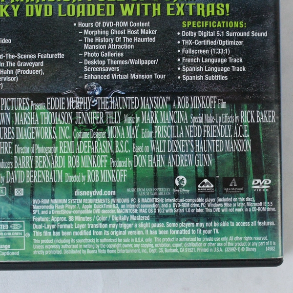 The Haunted Mansion DVD Eddie Murphy Full Screen Edition Disney Pre-Owned