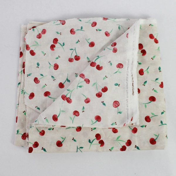 'Cherry Lane' RJR Fashion Fabrics Watercolor Cherries on Cream 100% Cotton