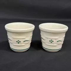 Lot of 2 Longenberger Woven Traditions Green Votive Candle Holders
