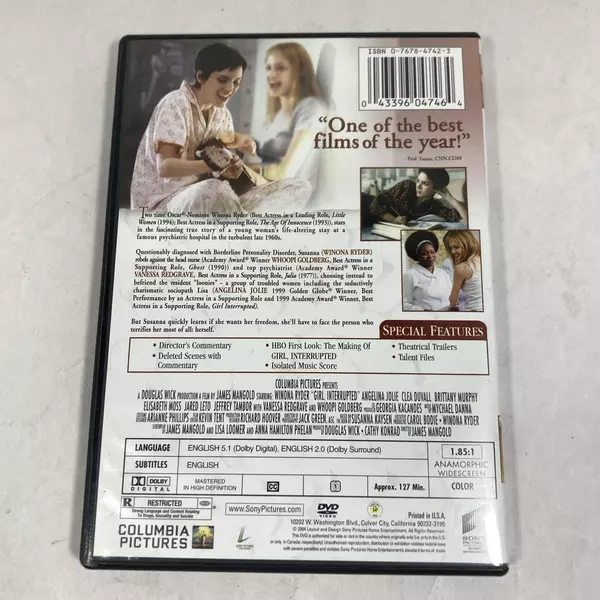 Girl, Interrupted DVD 1999 Columbia Pictures Winona Ryder Angelina Jolie - Good
