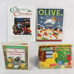 Lot of 4 Kids Christmas Books: Sesame Street, Twelve Days of Christmas, etc.