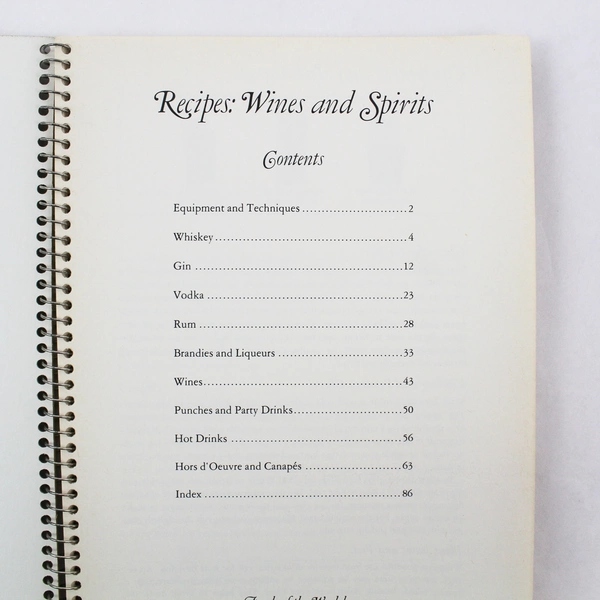 Recipes: Wines and Spirits Time-Life Foods of the World 1968 Spiral Book
