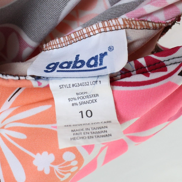 Gabar Pink & Brown Pattern One Piece Swimsuit Built-in Bra Pads Women's Size 10