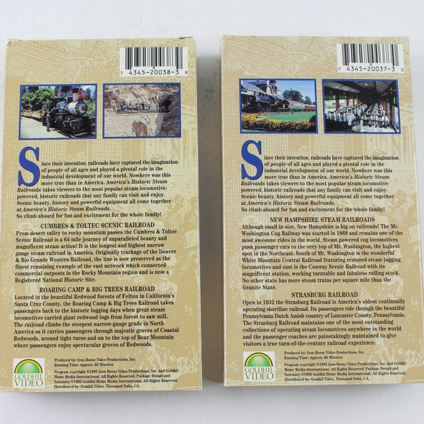 America's Historic Steam Railroads Series One VHS 1999 2-Tape Set