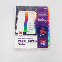 Avery 11188 Ready Index Table of Contents Dividers 10-Tabs