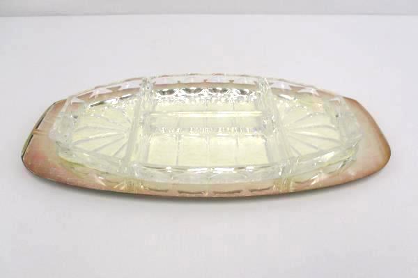Silverplated Platter Serving Tray w/ Divided Pressed Glass 5 Pc Germany
