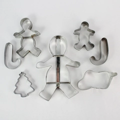 Vintage Lot of 7 Metal Christmas Cookie Cutters Holiday Baking