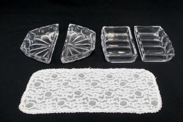 Silverplated Platter Serving Tray w/ Divided Pressed Glass 5 Pc Germany