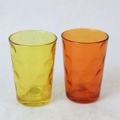 Lot of 2 Vintage Juice Glasses Palak Pasabahce Teardrop Mark Yellow Orange