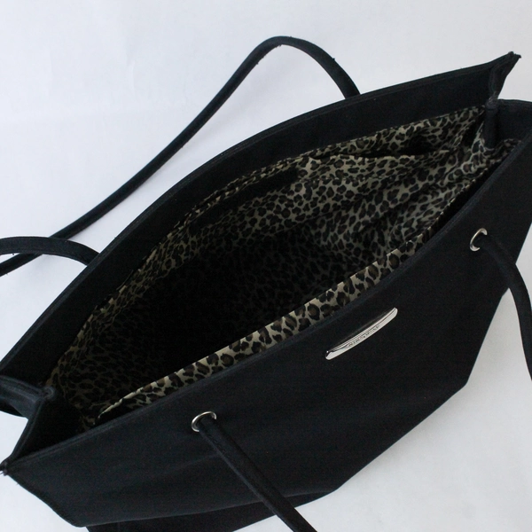 Nine West Purse Shoulder Bag Black Brown Animal Print Lining Double Handles