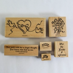 Lot of 6 Vintage 1998 Stampin' Up Rubber Stamps for Bride & Groom Theme