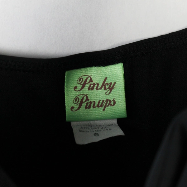 Pinky Pinups Black One Piece Swimsuit Tie Straps with Bra Pads Size Small