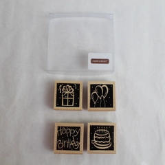 Lot of 4 Close to My Heart Rubber Stamps - Happy Birthday, Cake & Balloons