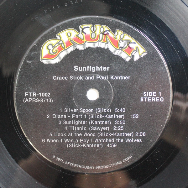Sanfighter Vinyl LP Paul Kantner Grace Slick Grunt Records 1971 Used