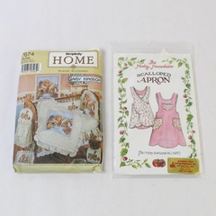 Lot of 2 Vintage Fabric Sewing Pattern Books for Aprons and Bedroom Accessories 