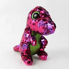 Ty Stuffed Animal Stompy The Dinosaur 2019 Dark Pink Sequins 7" Tall
