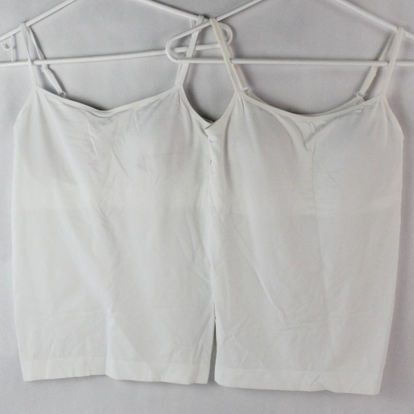 Lot of 2 Jockey Women's White Spaghetti Straps Built in Bra Tank Top Size L
