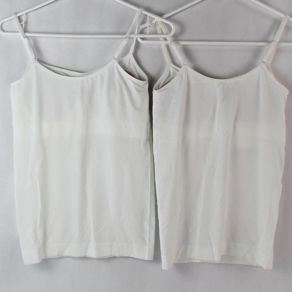 Lot of 2 Jockey Women's White Spaghetti Straps Built in Bra Tank Top Size L