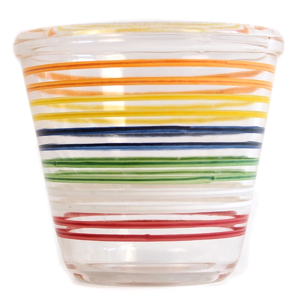 Rainbow Striped Glass Bowl Serveware Mid Century Modern 4" Vintage Decor