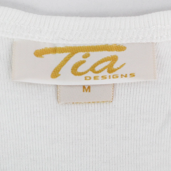 Tia Designs Women's White Tank Top Rhinestone Butterfly Detail Size Medium