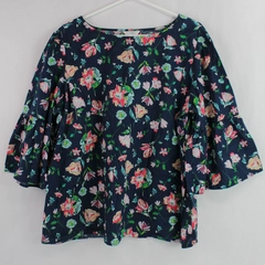 Time And Tru Floral Patterned Half-Sleeve Blouse Women's Size XXL