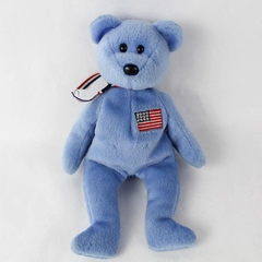 Ty 2001 Beanie Baby America the Bear Blue Stuffed Animal 9" Tall