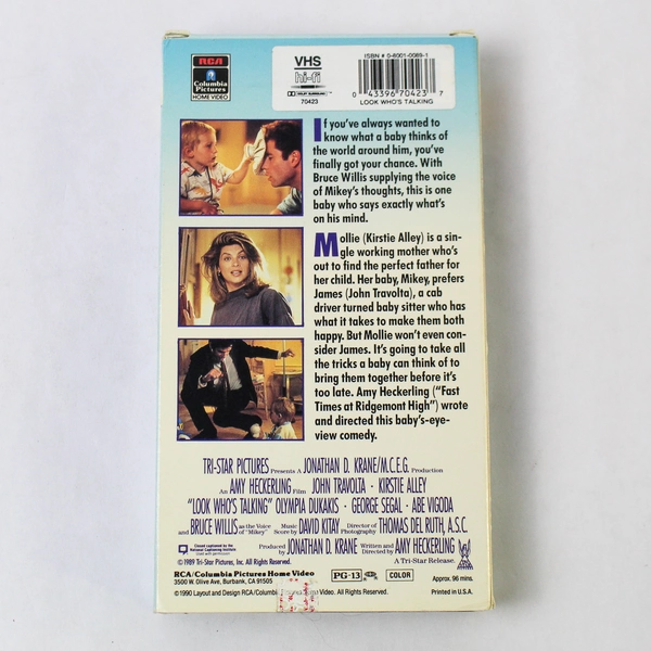 Look Who's Talking VHS 1990 Columbia Pictures John Travolta Kirstie Alley