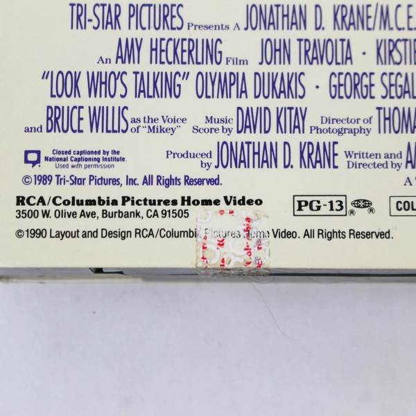 Look Who's Talking VHS 1990 Columbia Pictures John Travolta Kirstie Alley